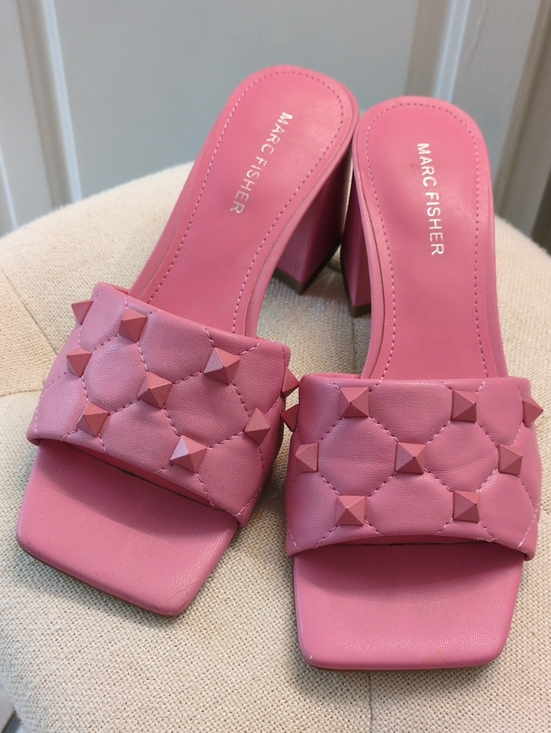 Marc Fisher Shoes - Marc Fisher Pink Quilted Stud Block Heel Mule